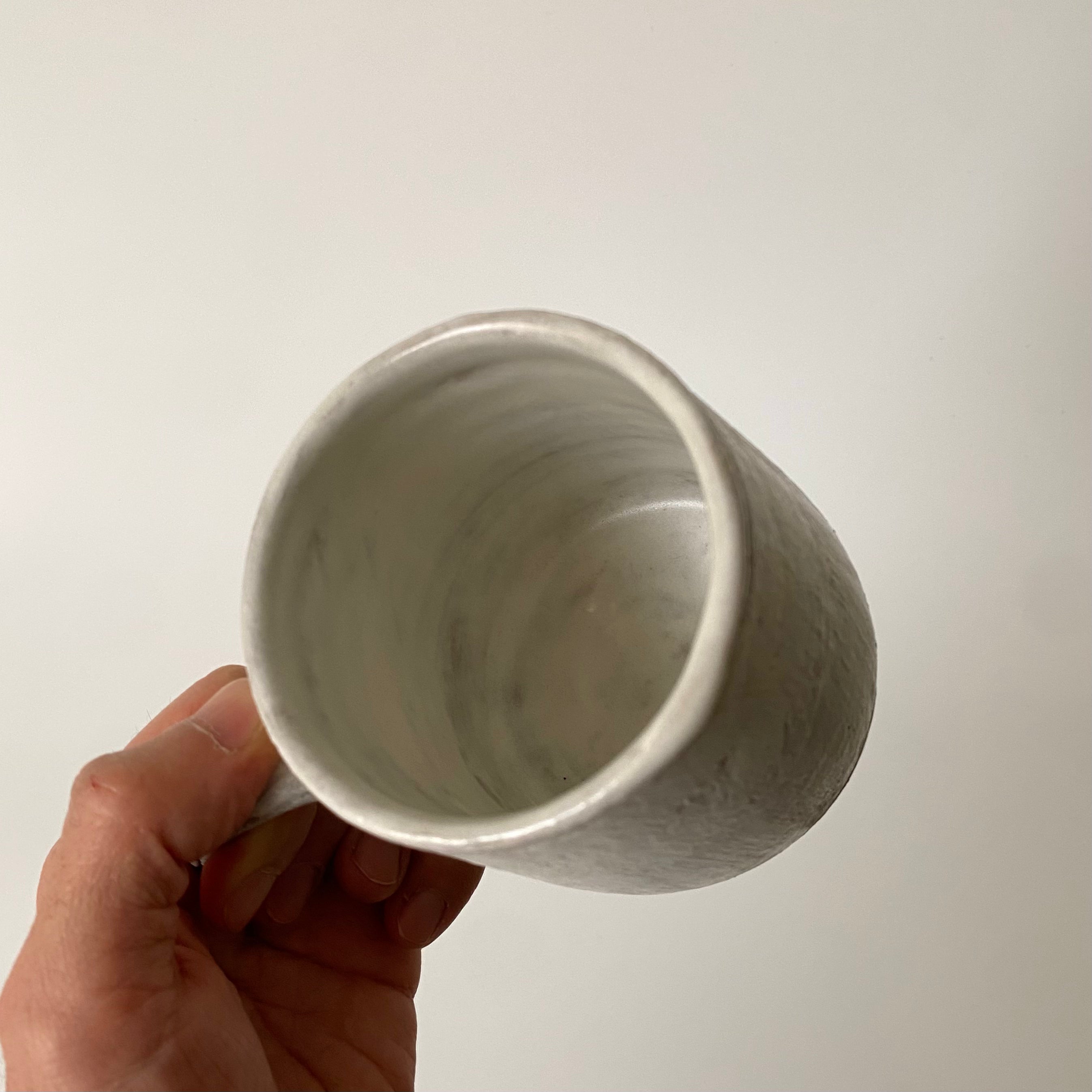 MIKA Handmade Mug – Modern Handle Design, Natural Organic Tones (8oz) / White