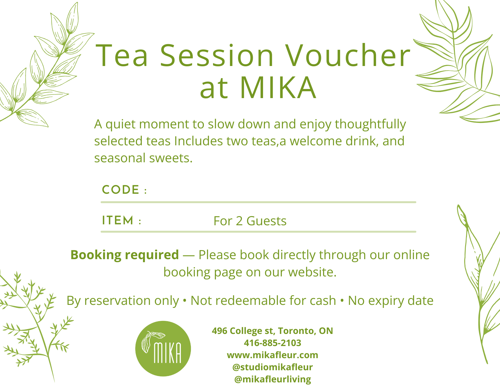 Gift card for Private Tea Session with Mika - MIKAGift card