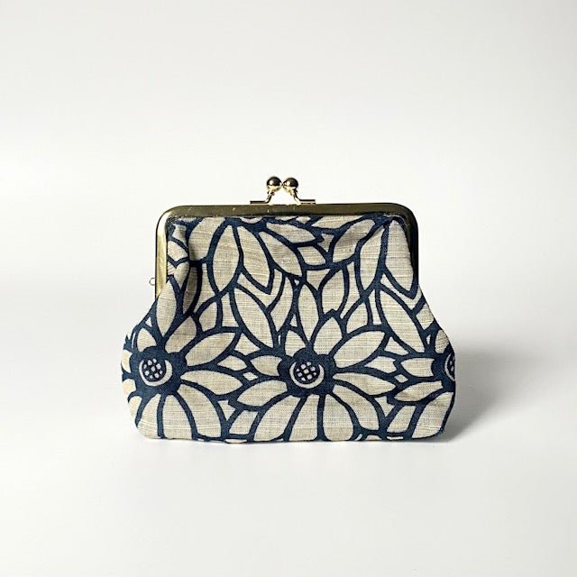 Japanese linen Gamaguchi pouches (kiss-lock pouches) - MIKAHardgoods