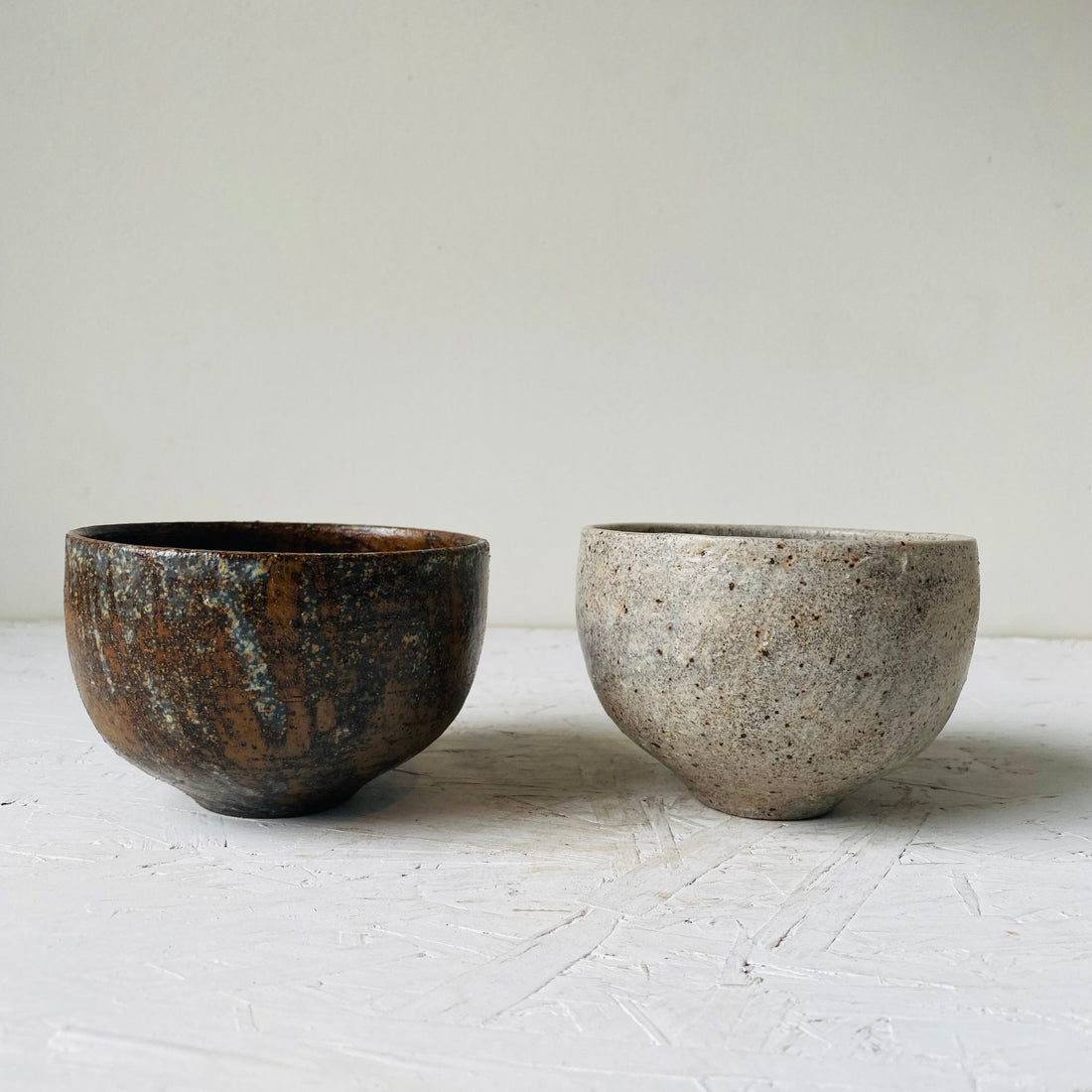 MIKA Original Handmade Matcha Bowl – Earth Brown & Ash Grey - MIKAFleurHardgoods