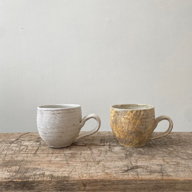 MIKA Original Handmade Round Mug (10oz) /White, Beige - MIKAHardgoods