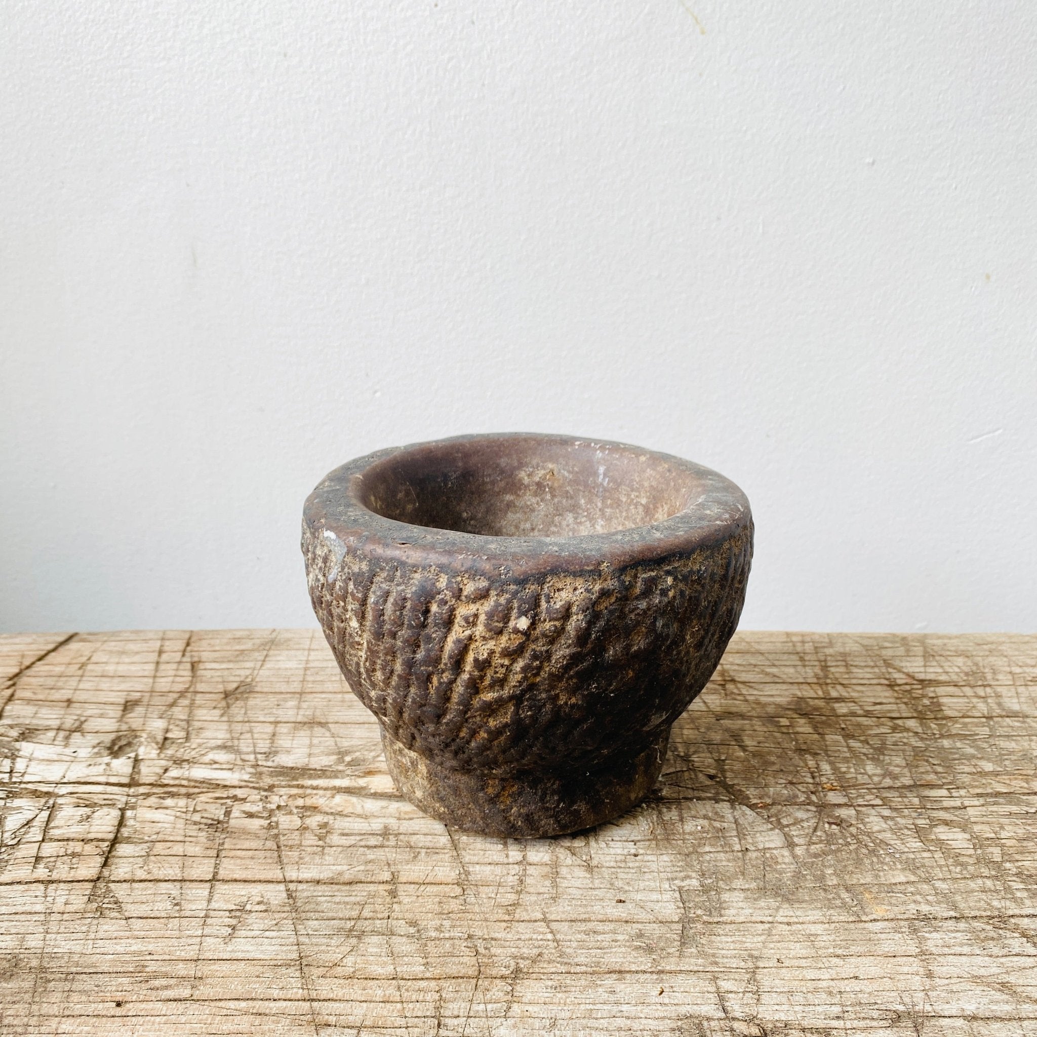 Vintage Stone Mortar East Asia - MIKAAntique