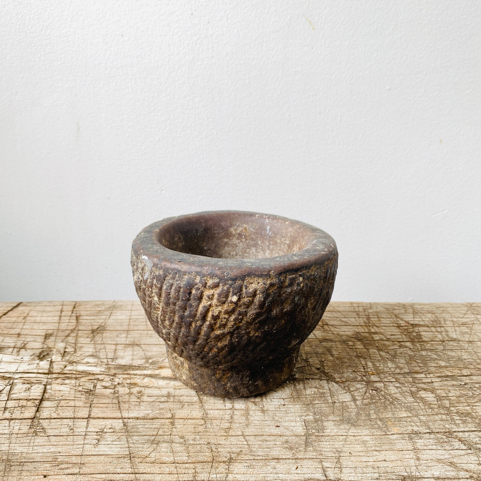 Vintage Stone Mortar East Asia - MIKAAntique