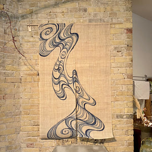 
                  
                    Load image into Gallery viewer, Japanese &amp;quot;Noren&amp;quot; (Hand drawn wave pattern)
                  
                