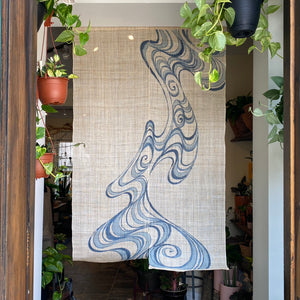 
                  
                    Load image into Gallery viewer, Japanese &amp;quot;Noren&amp;quot; (Hand drawn wave pattern)
                  
                