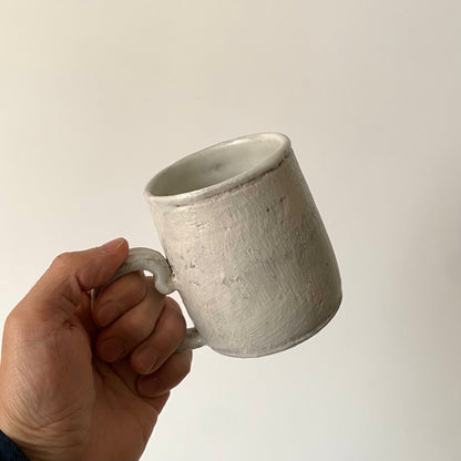 MIKA Handmade Mug – Modern Handle Design, Natural Organic Tones (8oz) / White