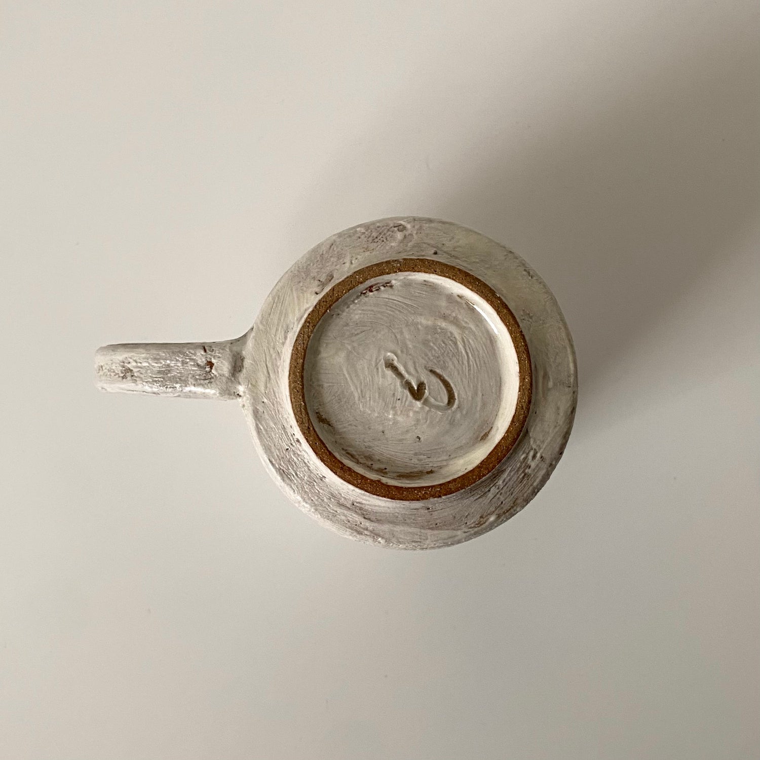 MIKA Handmade Mug – Modern Handle Design, Natural Organic Tones (8oz) / White