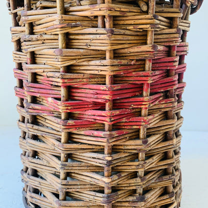 Antique Stoneware Whisky Crock Jug Wicker wrap with Handle - MIKAFleur