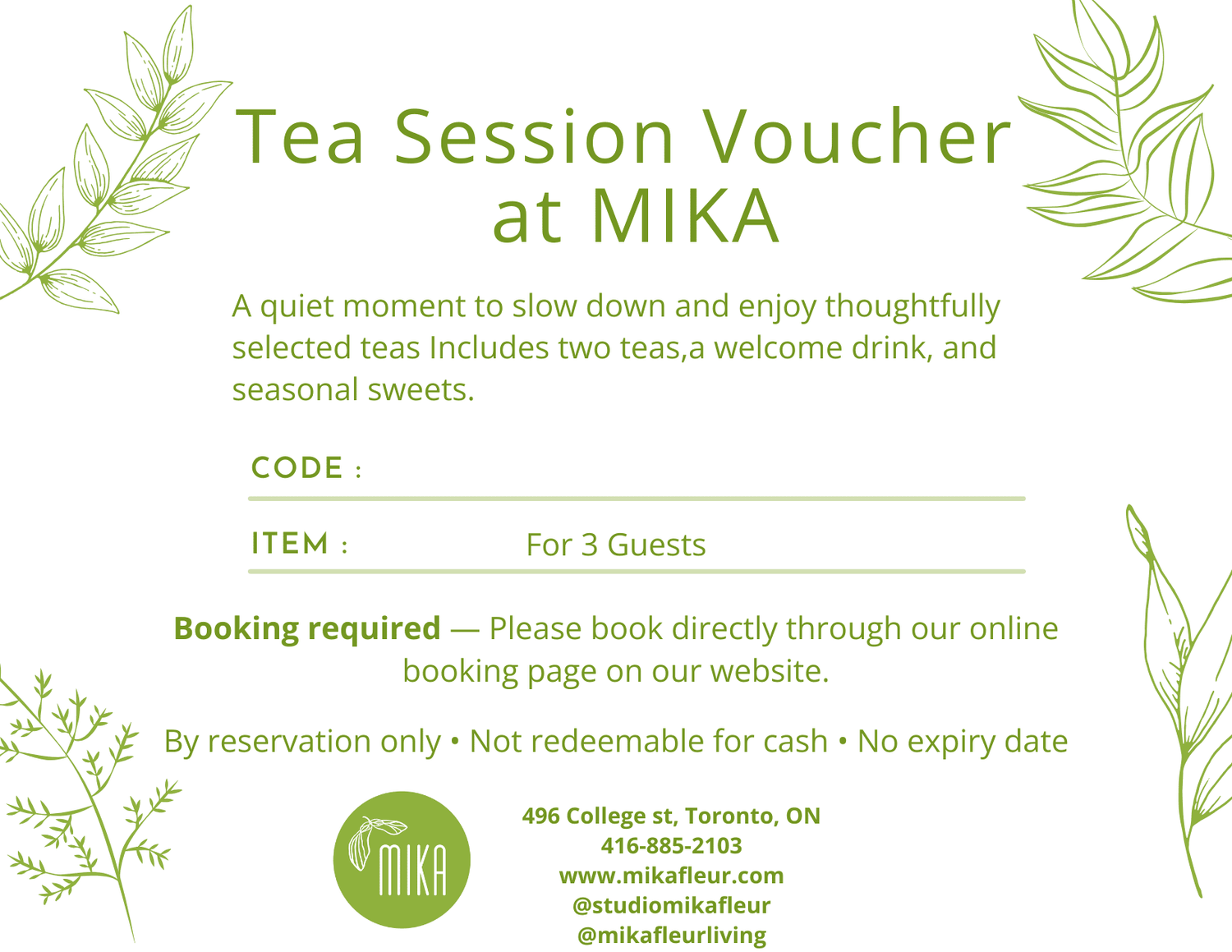 Gift card for Private Tea Session with Mika - MIKAGift card