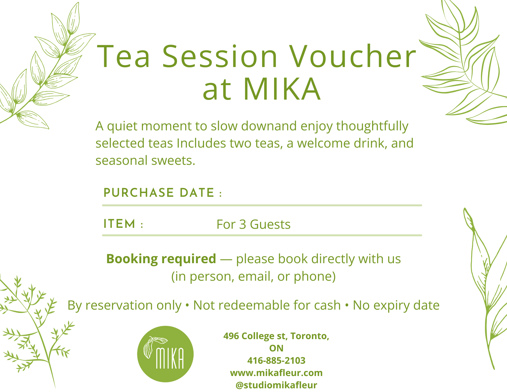 Gift card for Private Tea Session with Mika - MIKAGift card