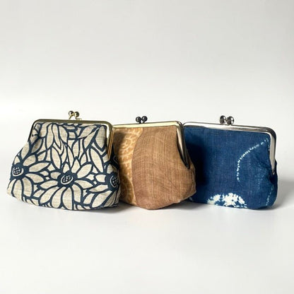 Japanese linen Gamaguchi pouches (kiss-lock pouches) - MIKAHardgoods