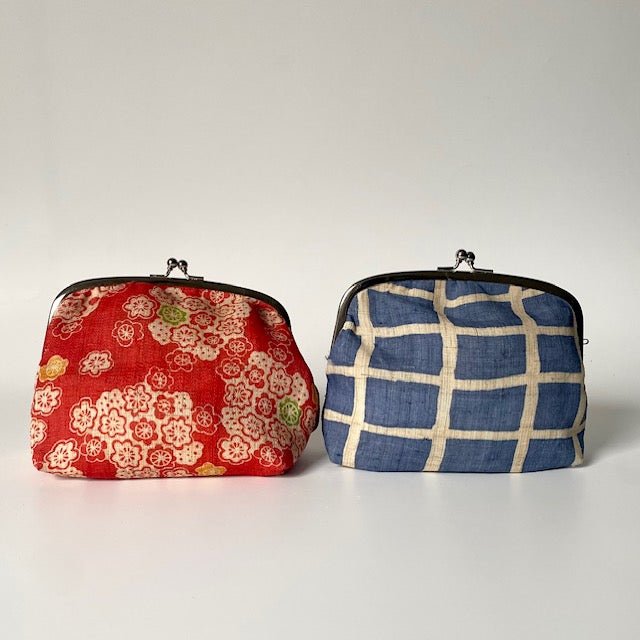Japanese linen Gamaguchi pouches (kiss-lock pouches) - MIKAHardgoods