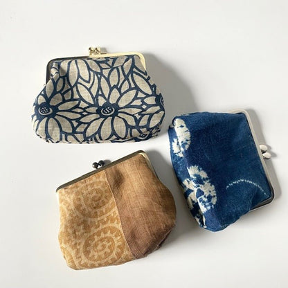 Japanese linen Gamaguchi pouches (kiss-lock pouches) - MIKAHardgoods