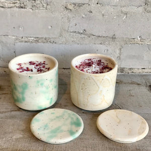 
                  
                    Load image into Gallery viewer, Handcrafted Soy Candle in MIKA&amp;#39;s Original Pottery - MIKAFleurHardgoods
                  
                